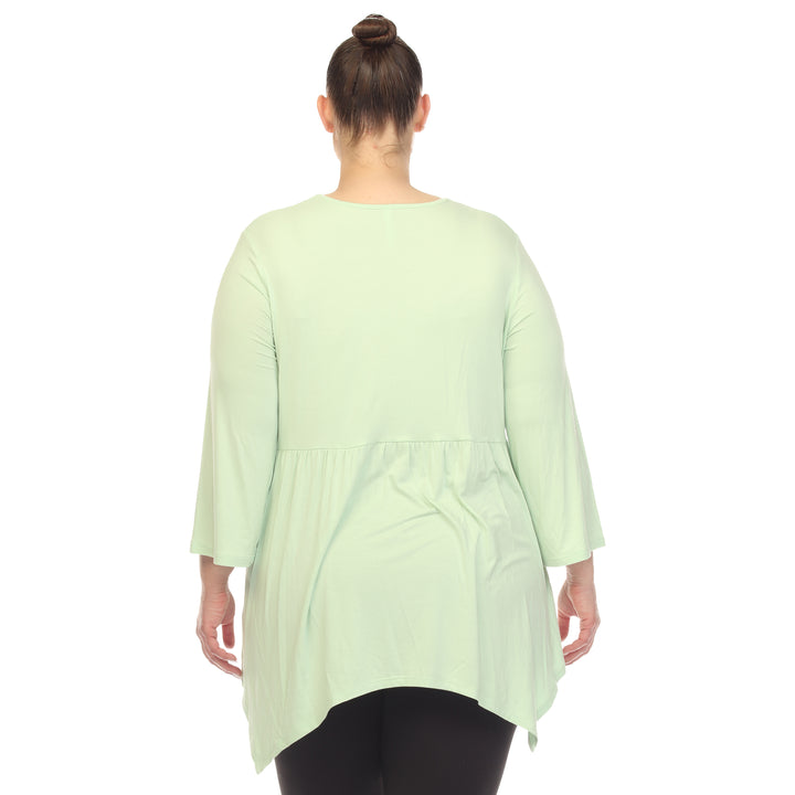 Women's Plus Size Empire Waist V-Neck Tunic Top