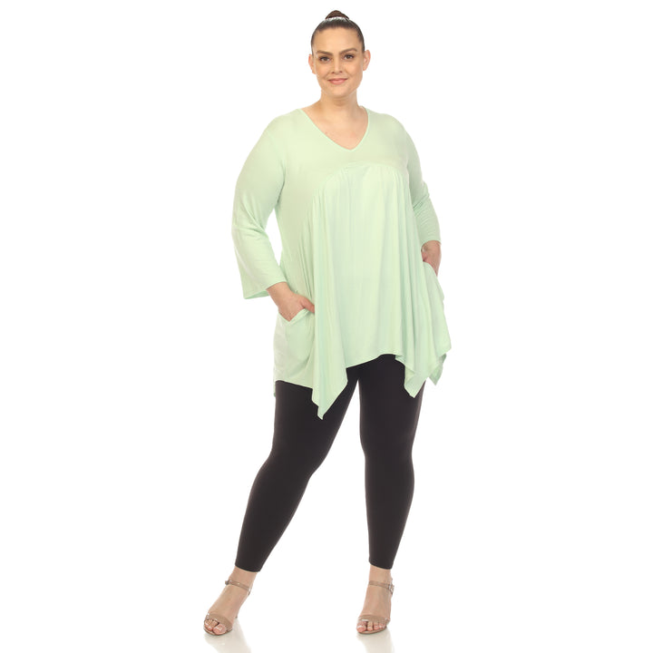 Women's Plus Size Empire Waist V-Neck Tunic Top