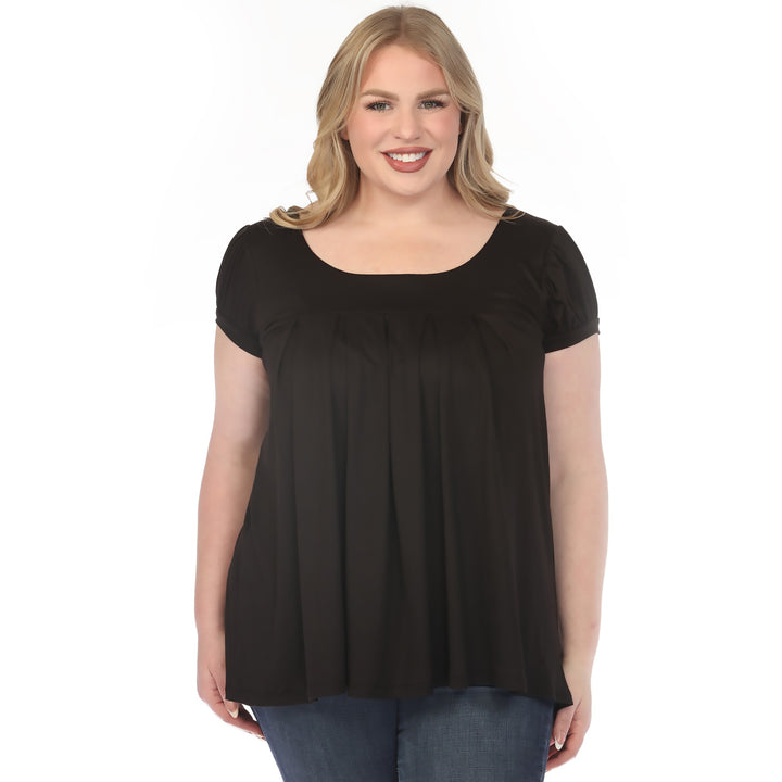 Black Cap Sleeve Tunic Top Plus Size