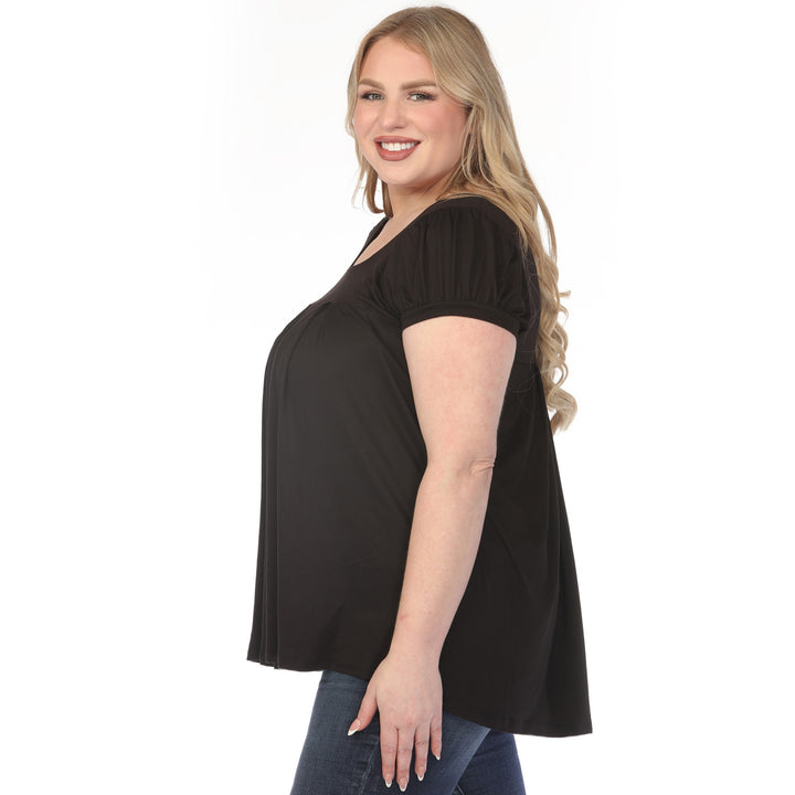 Black Cap Sleeve Tunic Top Plus Size
