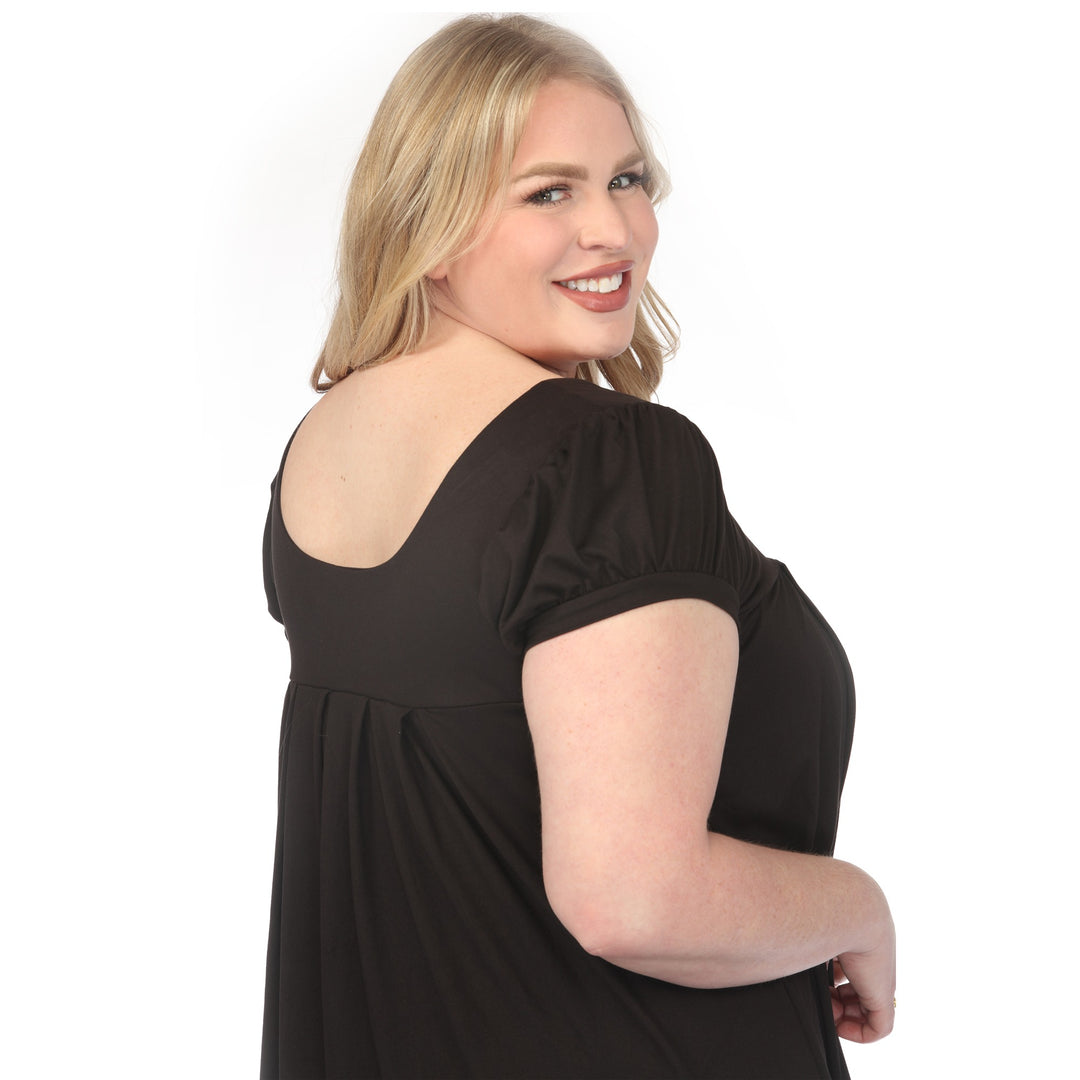 Black Cap Sleeve Tunic Top Plus Size