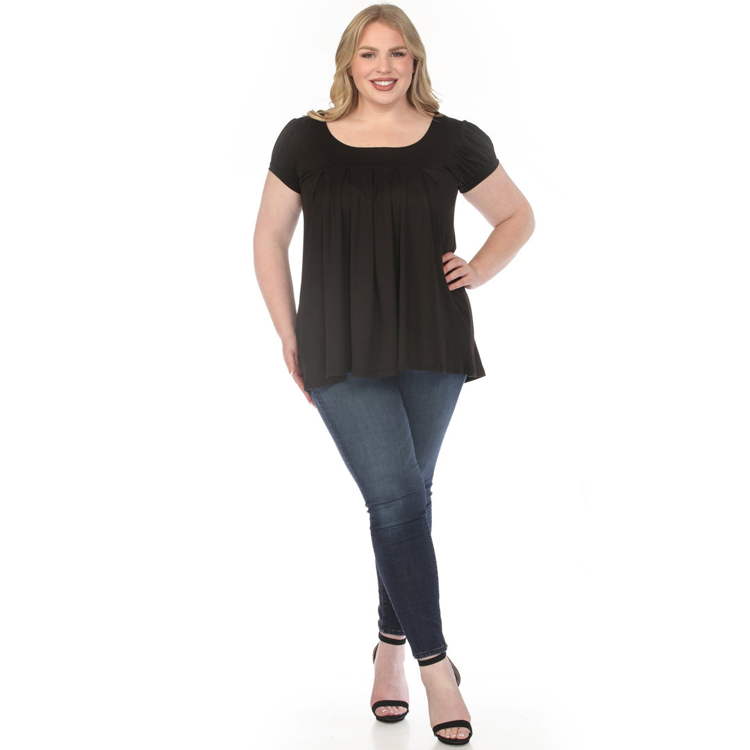 Black Cap Sleeve Tunic Top Plus Size