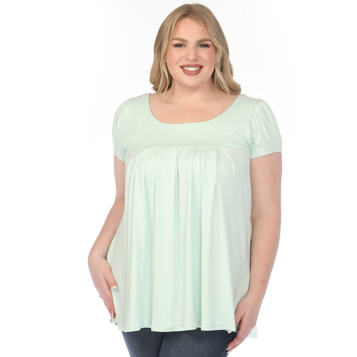 Aqua Cap Sleeve Tunic Top Plus Size
