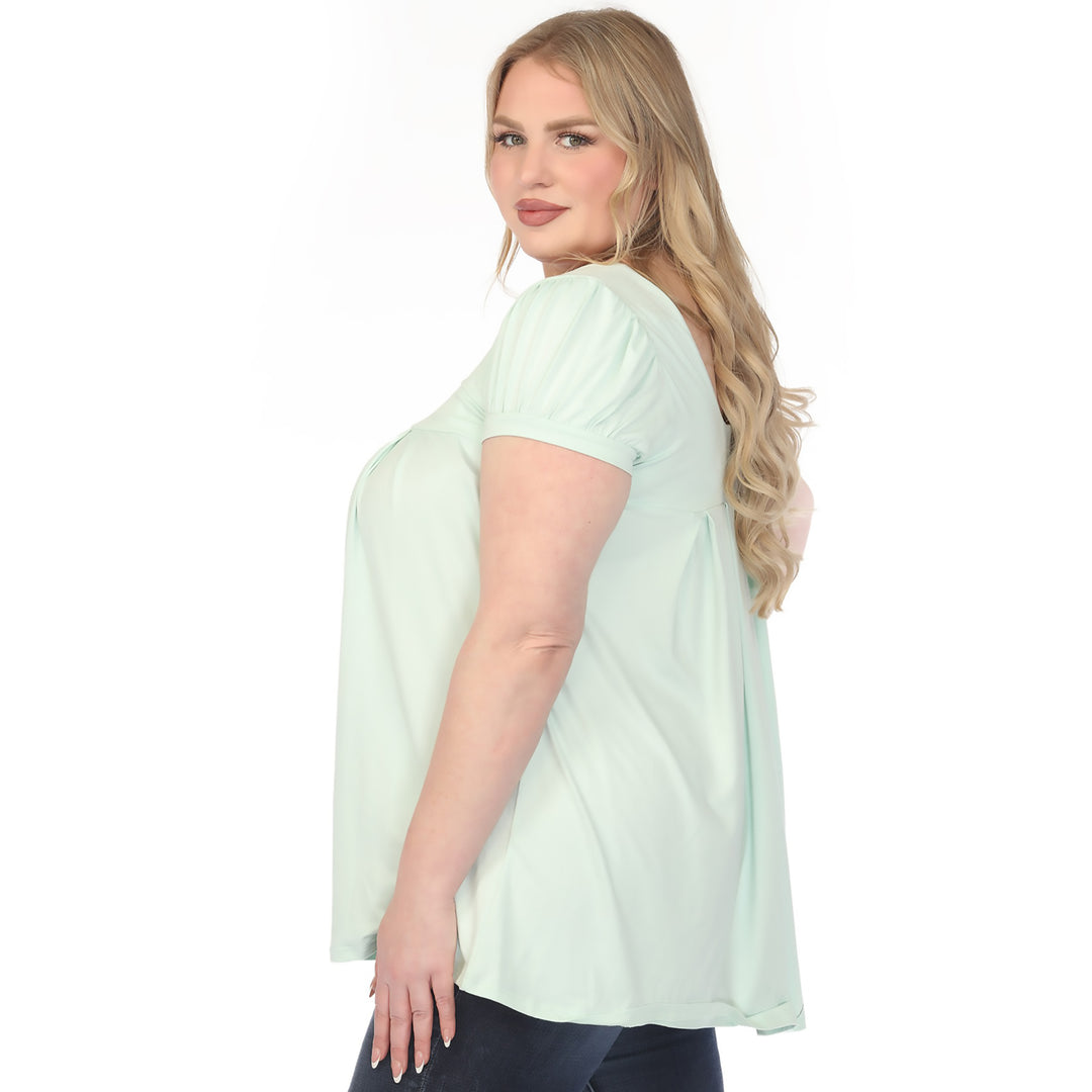 Aqua Cap Sleeve Tunic Top Plus Size