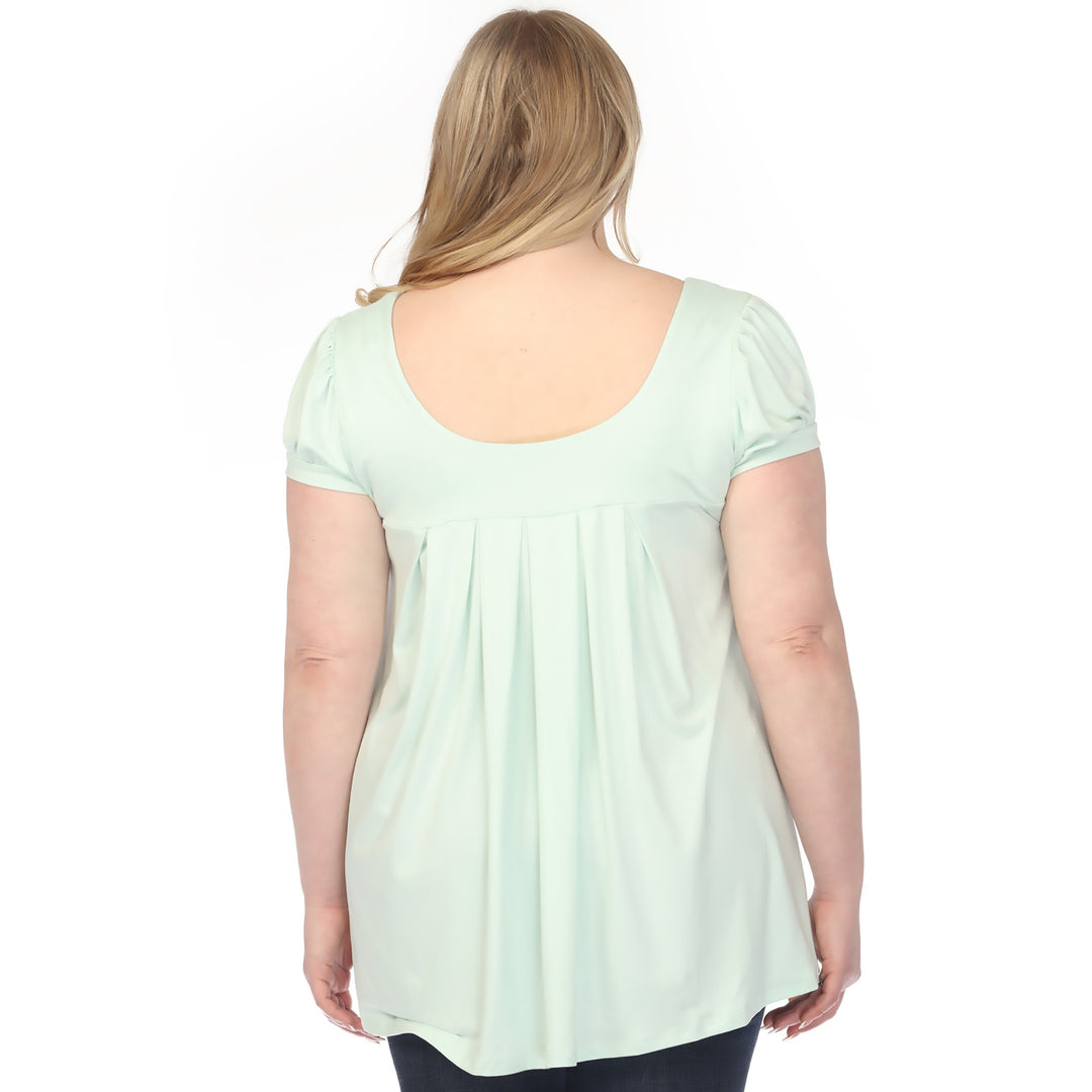 Aqua Cap Sleeve Tunic Top Plus Size