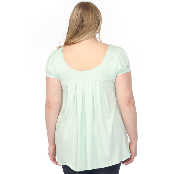 Aqua Cap Sleeve Tunic Top Plus Size