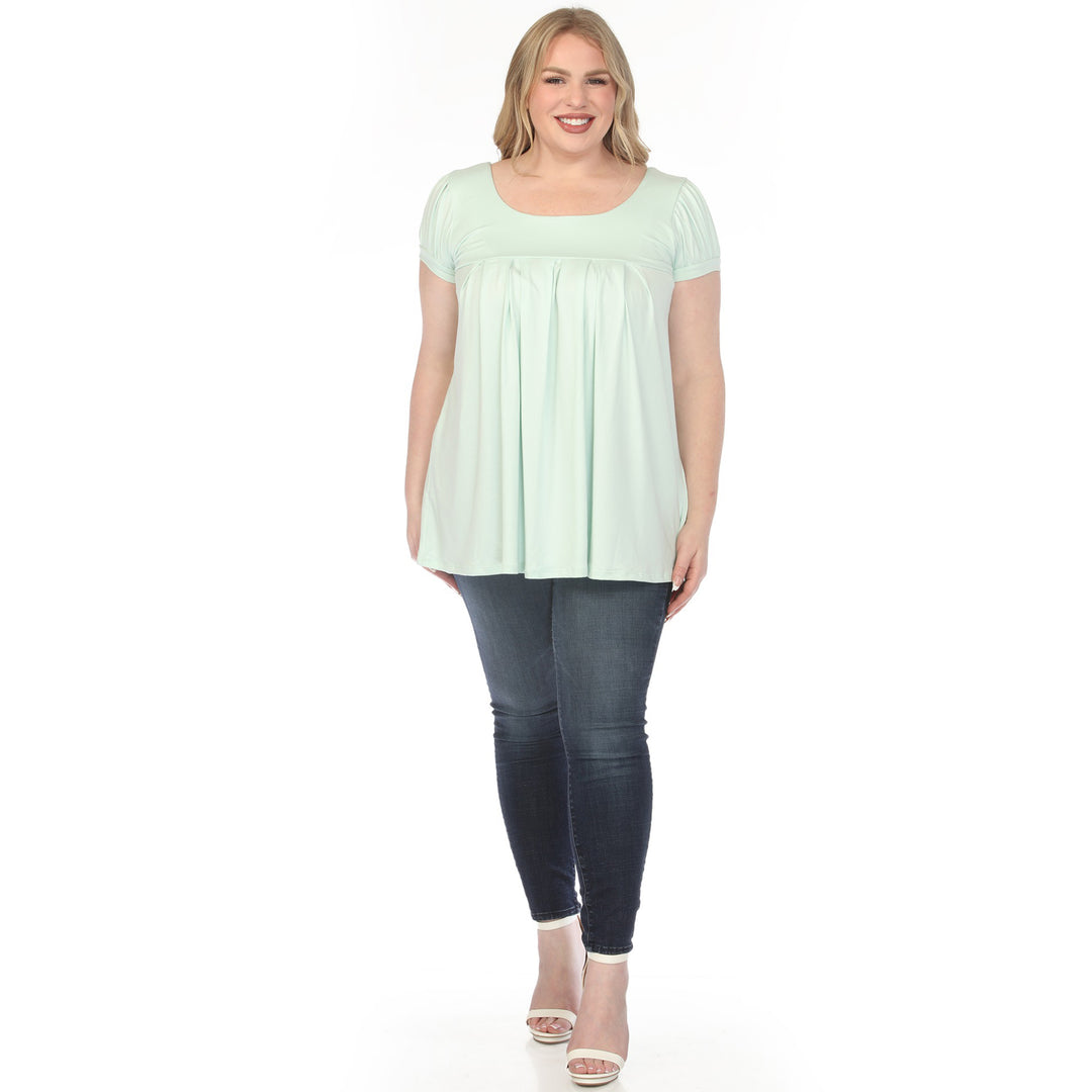 Aqua Cap Sleeve Tunic Top Plus Size