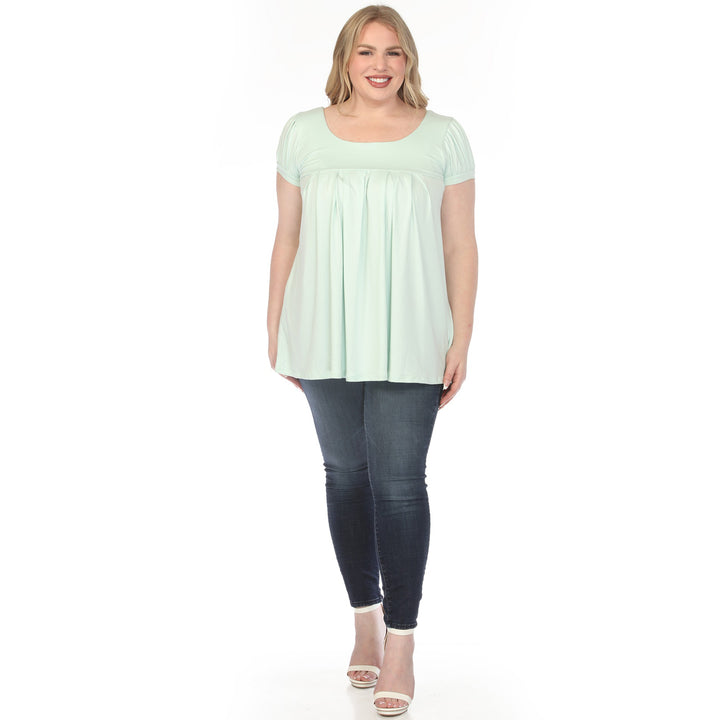 Aqua Cap Sleeve Tunic Top Plus Size