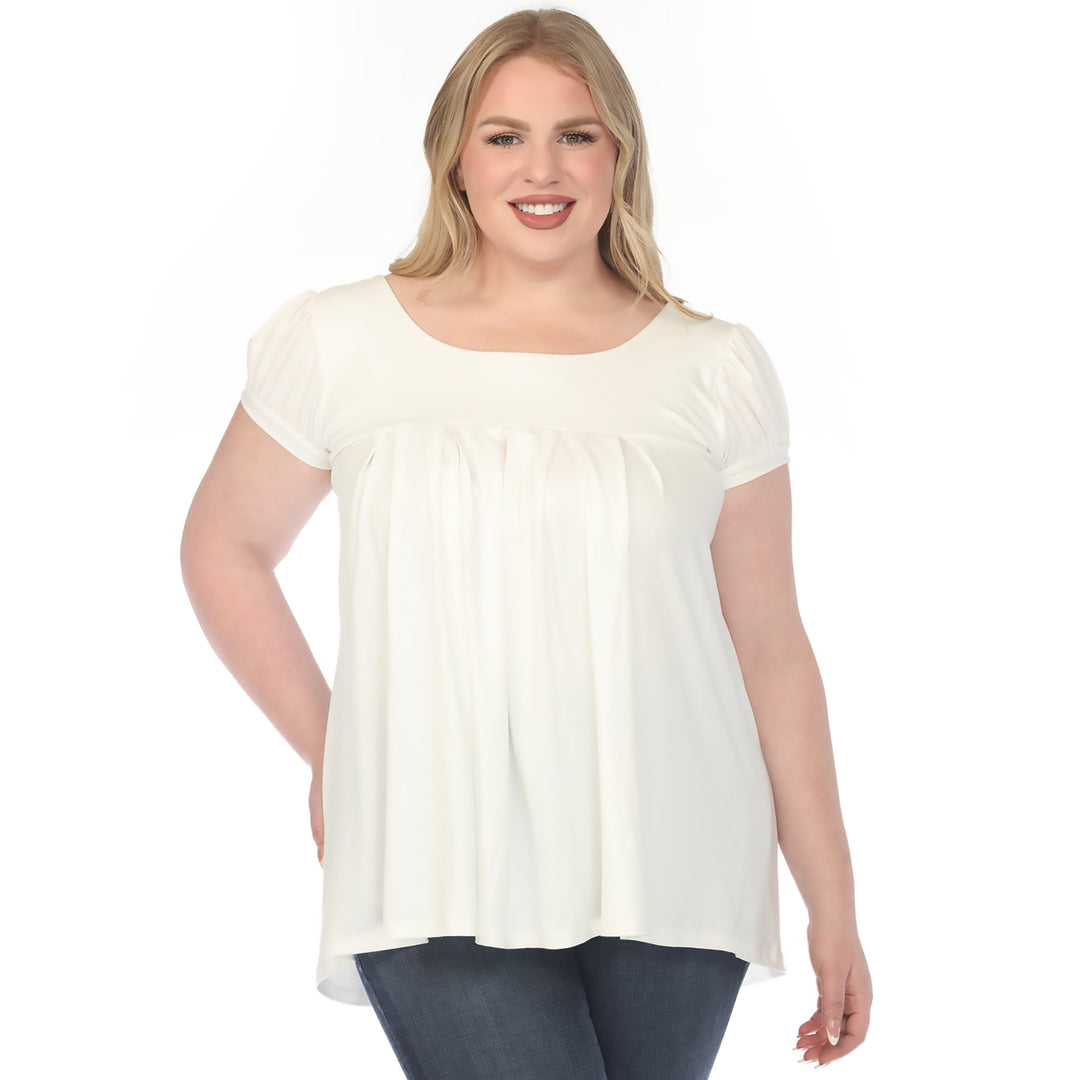 Aqua Cap Sleeve Tunic Top Plus Size