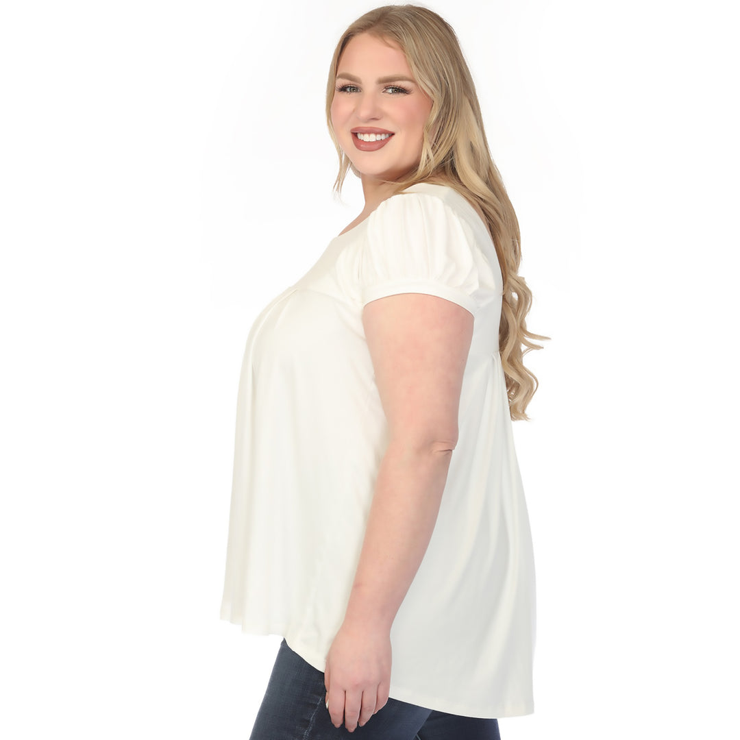 Aqua Cap Sleeve Tunic Top Plus Size