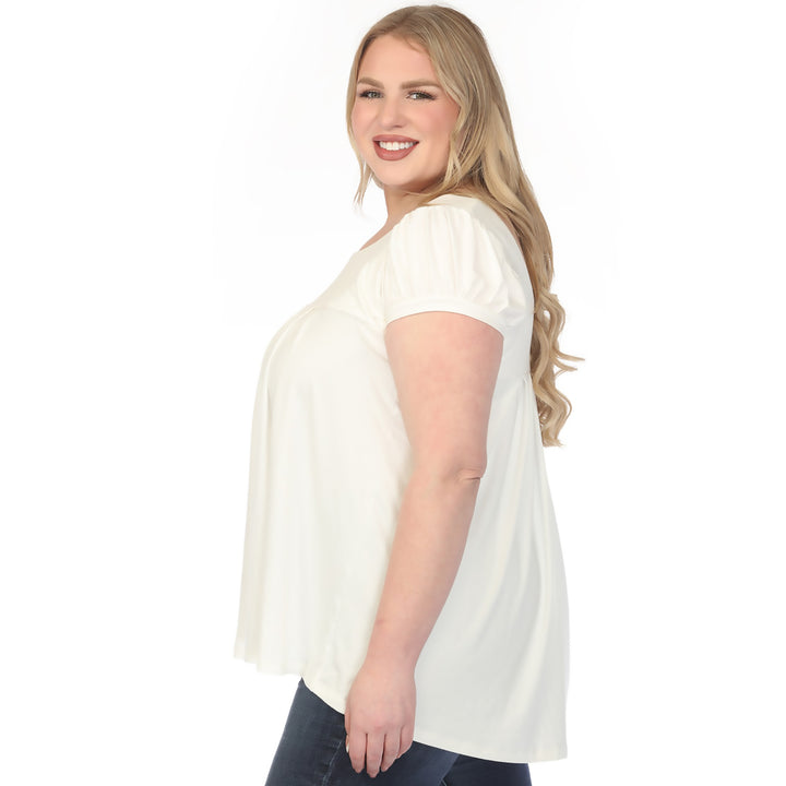 Aqua Cap Sleeve Tunic Top Plus Size