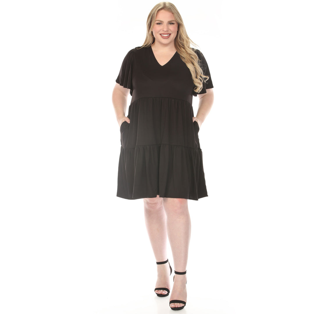 Black A-line Dress with Ruffle Sleeve 3X