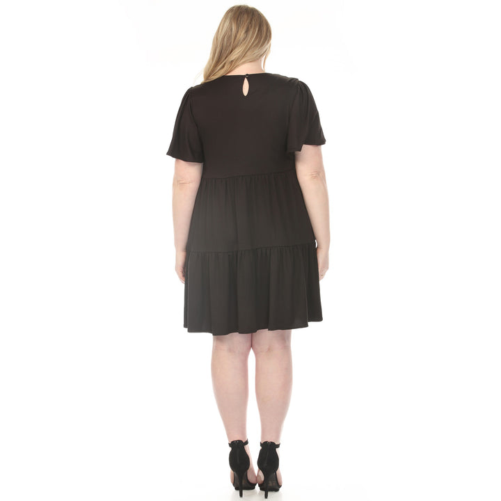 Black A-line Dress with Ruffle Sleeve 1X
