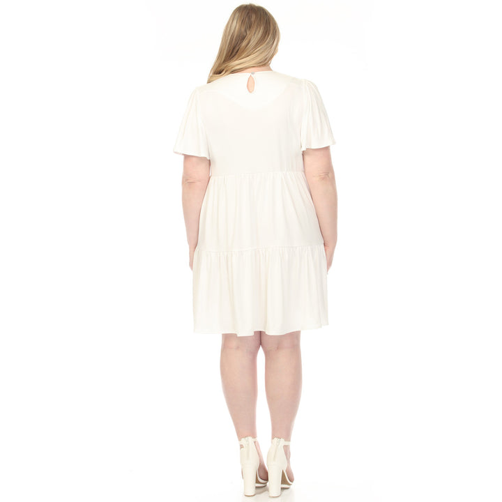 Off-White A-line Dress with Ruffle Sleeve 1X