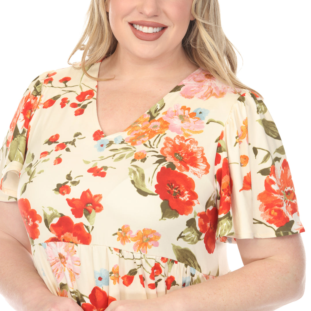 Ivory Floral Tiered Dress 1X