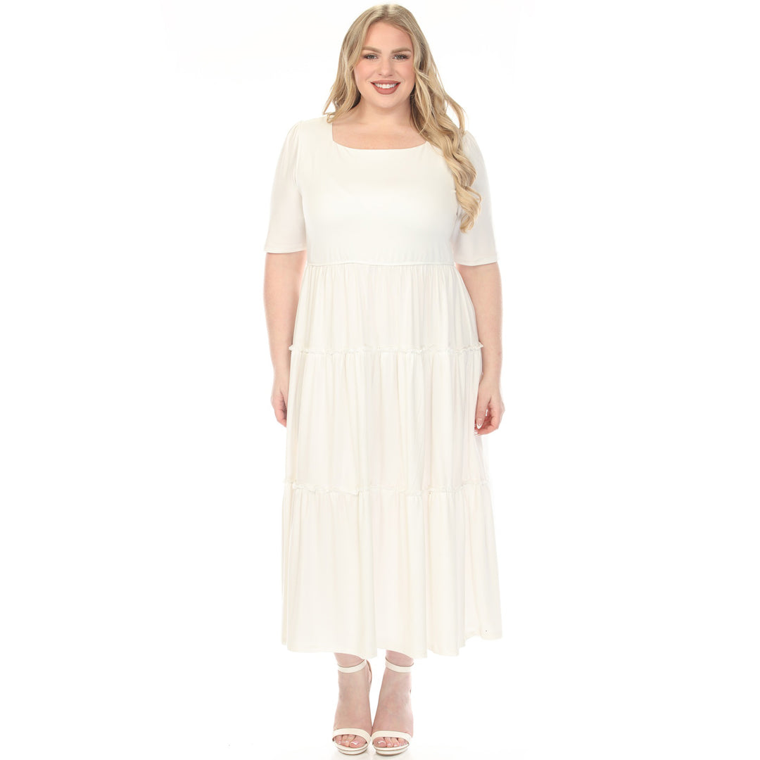 Off White Tiered Maxi Dress 3X