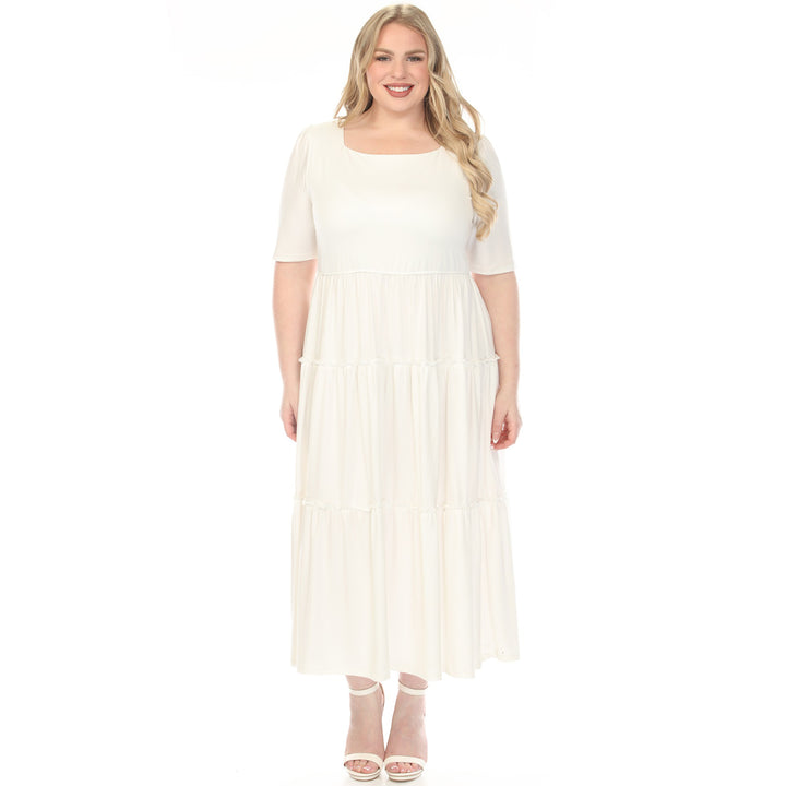 Off White Tiered Maxi Dress 3X