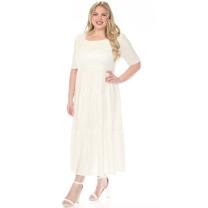 Off White Tiered Maxi Dress 1X