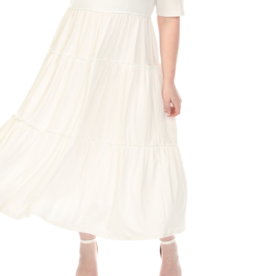 Off White Tiered Maxi Dress 1X