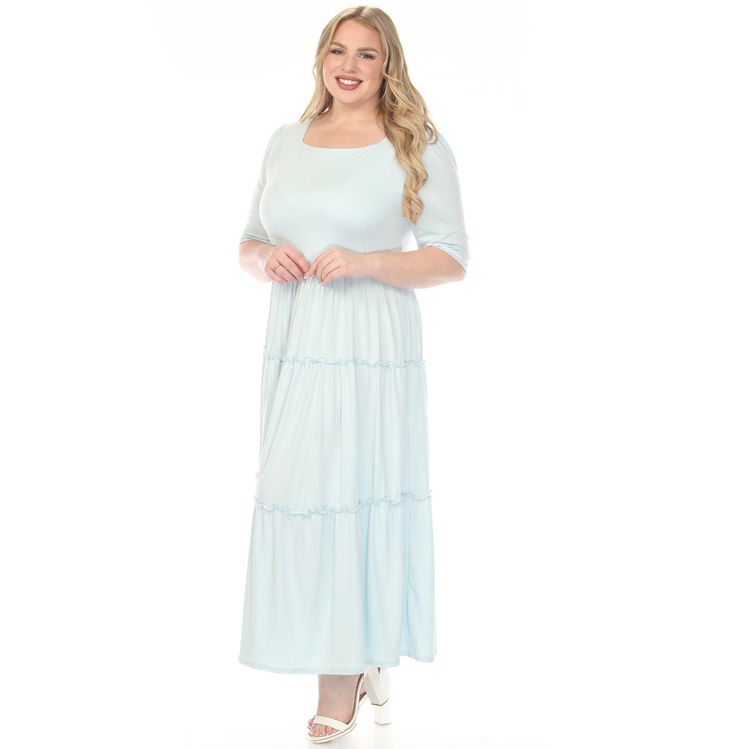 Dusty Blue Tiered Maxi Dress 1X