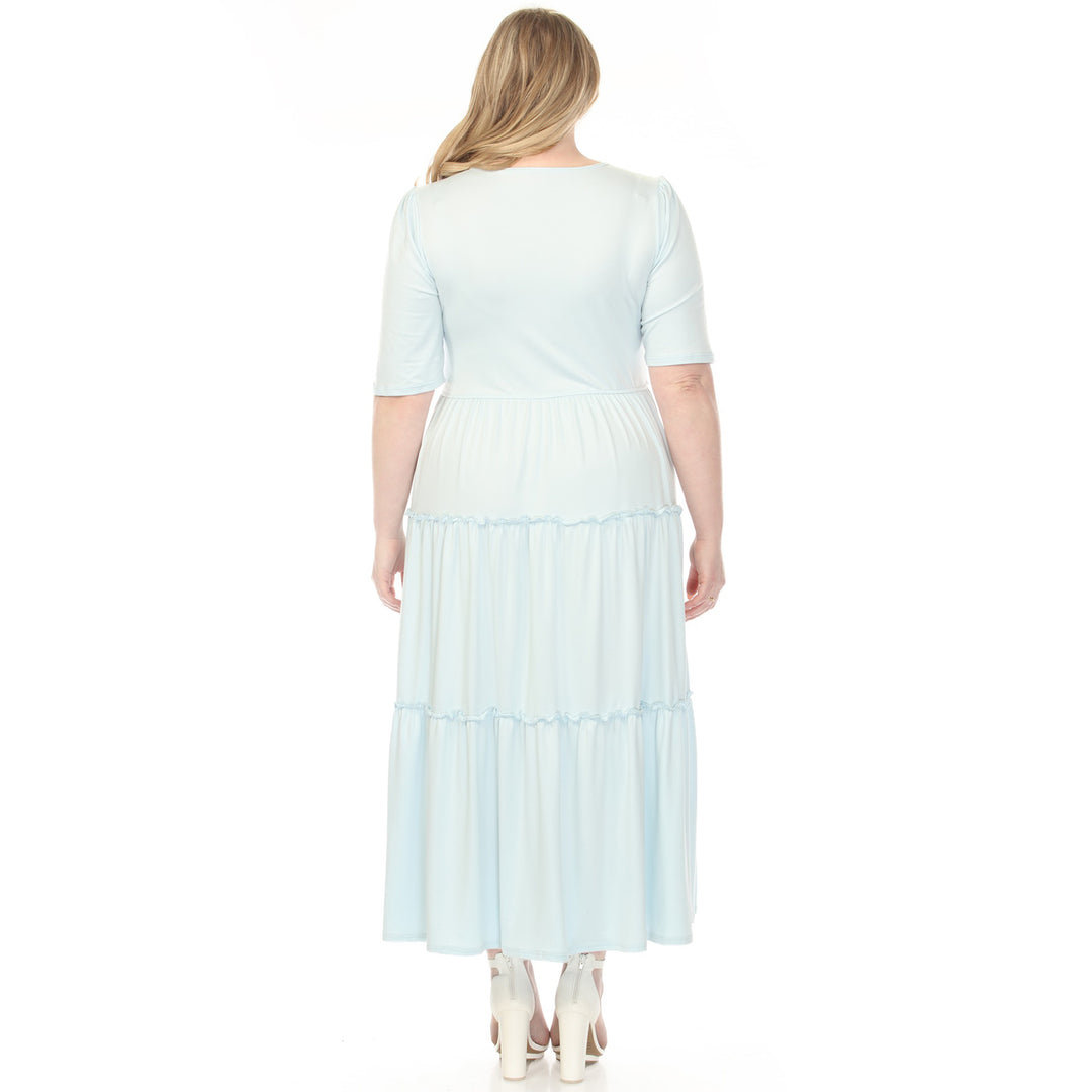 Dusty Blue Tiered Maxi Dress 1X
