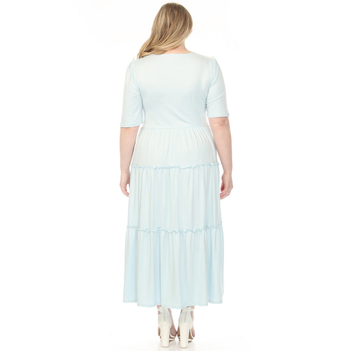 Dusty Blue Tiered Maxi Dress 1X