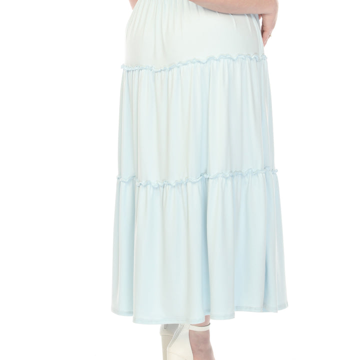 Dusty Blue Tiered Maxi Dress 1X