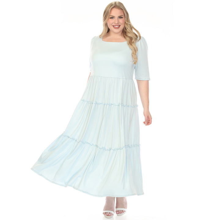 Dusty Blue Tiered Maxi Dress 1X