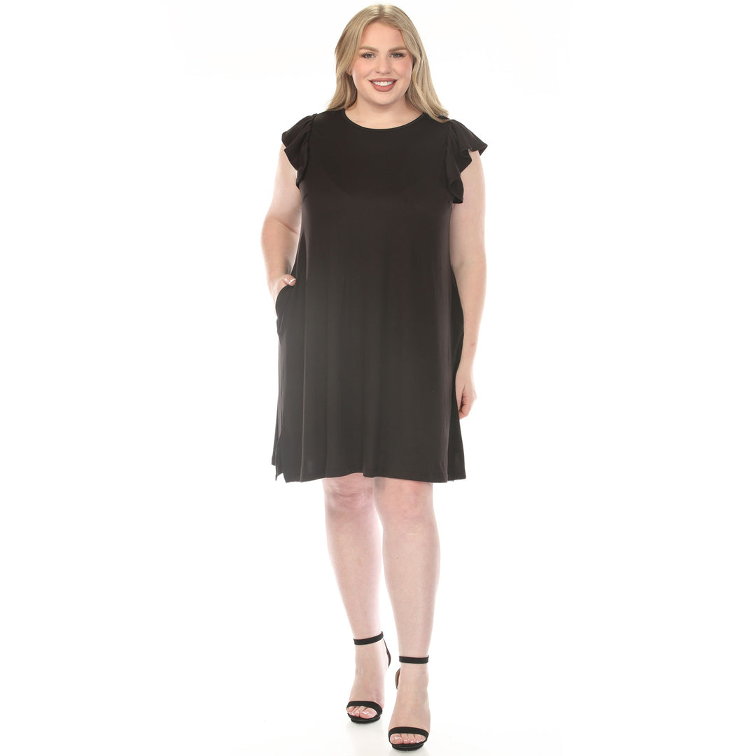 Black Ruffle Sleeve Shift Dress 1X