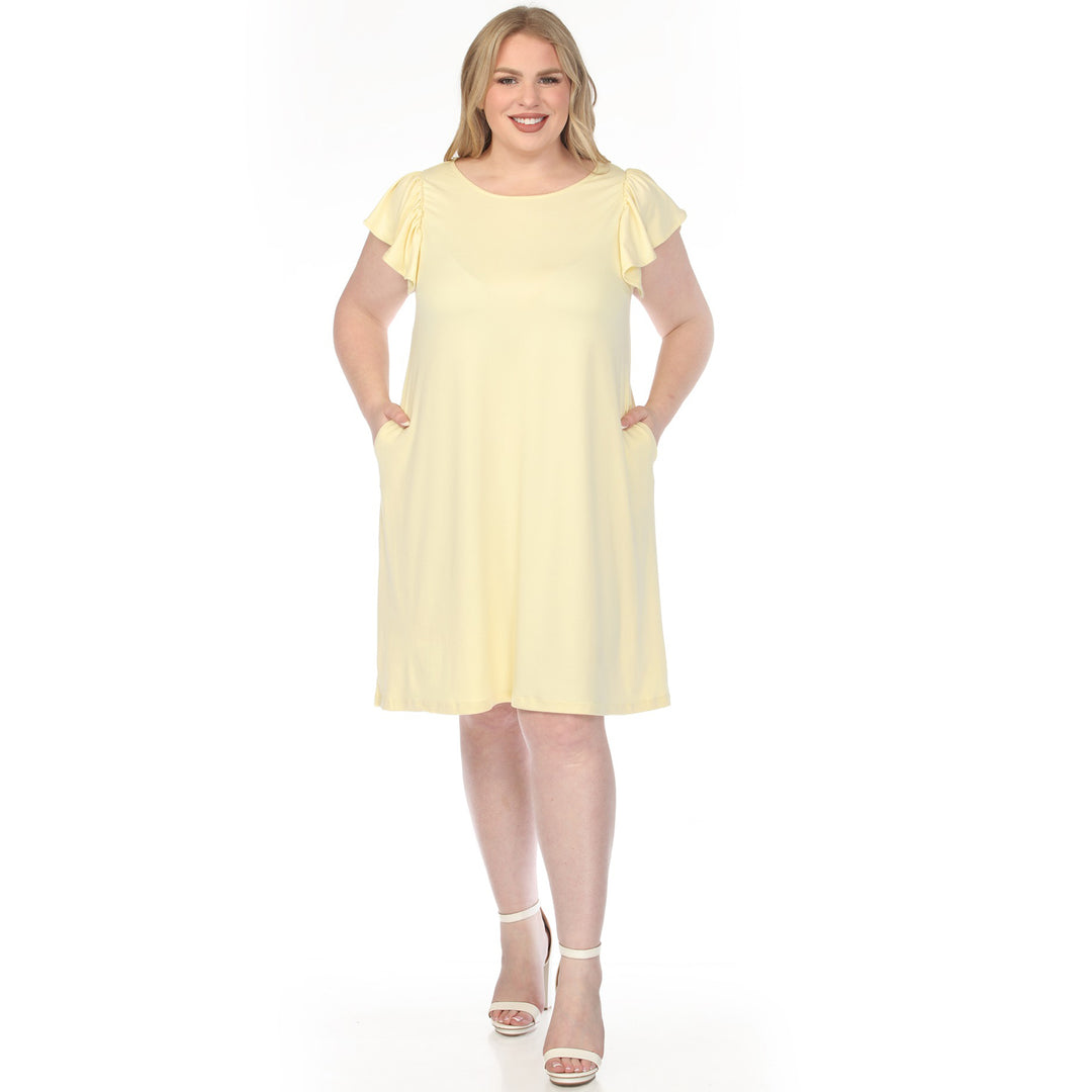 Yellow Ruffle Sleeve Shift Dress 3X