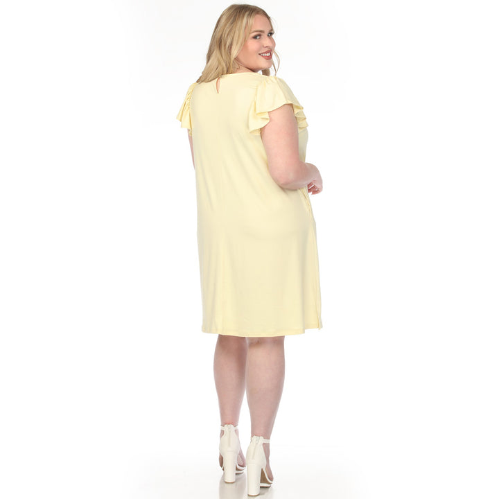 Yellow Ruffle Sleeve Shift Dress 1X