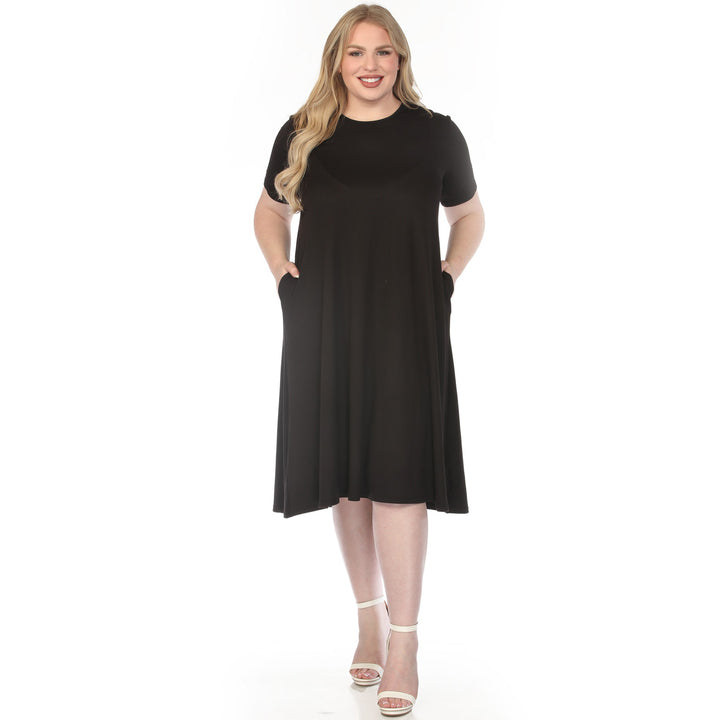 Black Crew Neck T Shirt Dress 3X