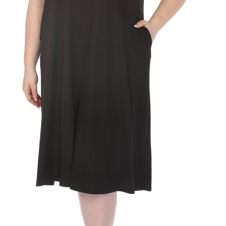 Black Crew Neck T Shirt Dress 1X