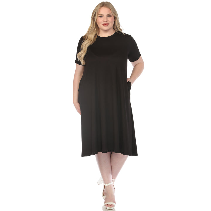 Black Crew Neck T Shirt Dress 1X