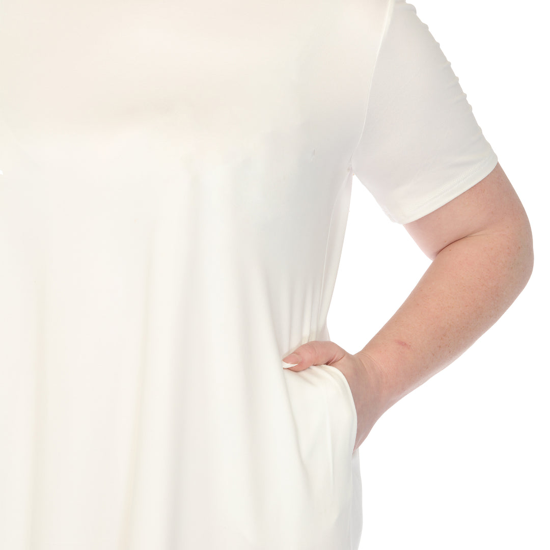 Off White Crew Neck T Shirt Dress 1X