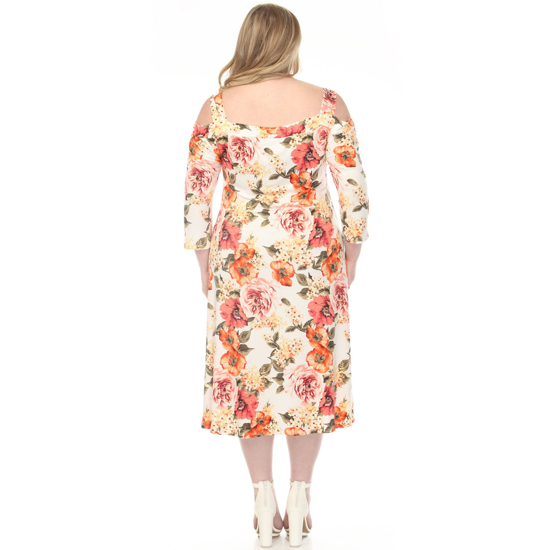 Ivory Cold Shoulder Midi Dress 1X