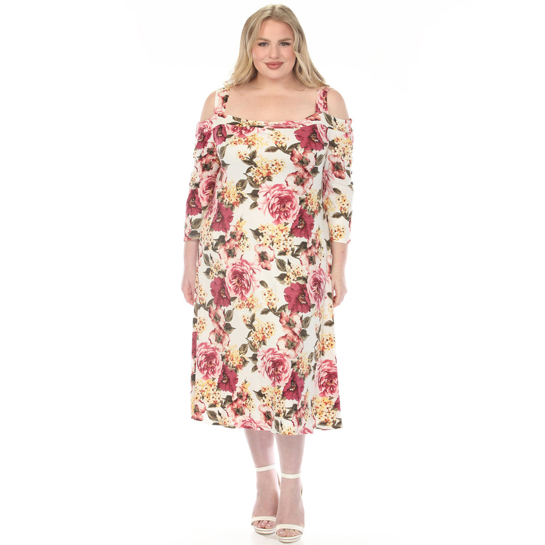 Mauve Cold Shoulder Midi Dress 3X