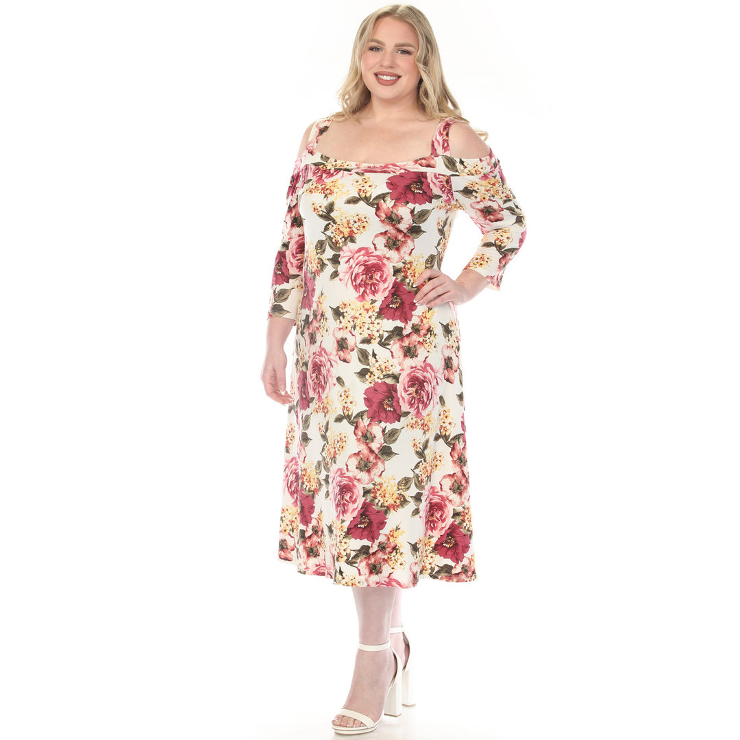 Mauve Cold Shoulder Midi Dress 1X