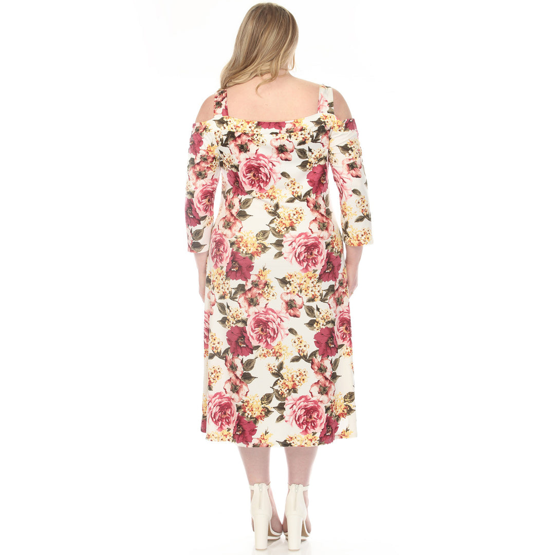 Mauve Cold Shoulder Midi Dress 1X