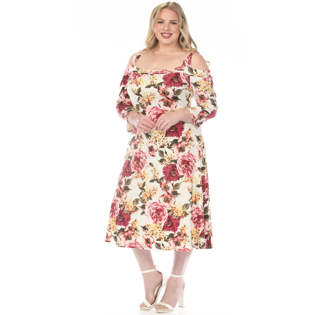 Mauve Cold Shoulder Midi Dress 1X