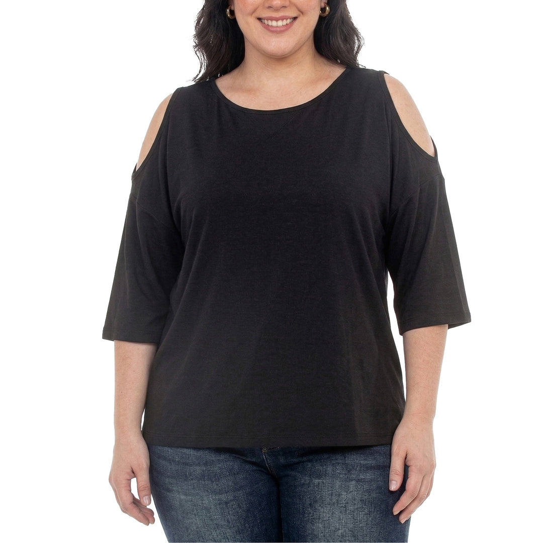 Plus Size Casual Cold Shoulder Pullover Top