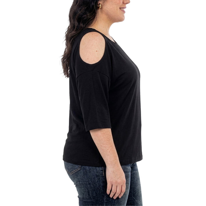 Plus Size Casual Cold Shoulder Pullover Top
