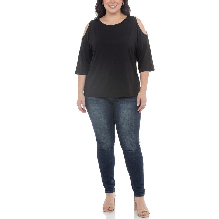 Plus Size Casual Cold Shoulder Pullover Top