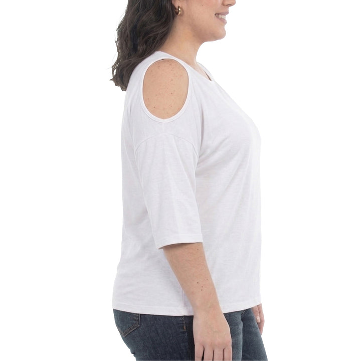 Plus Size Casual Cold Shoulder Pullover Top