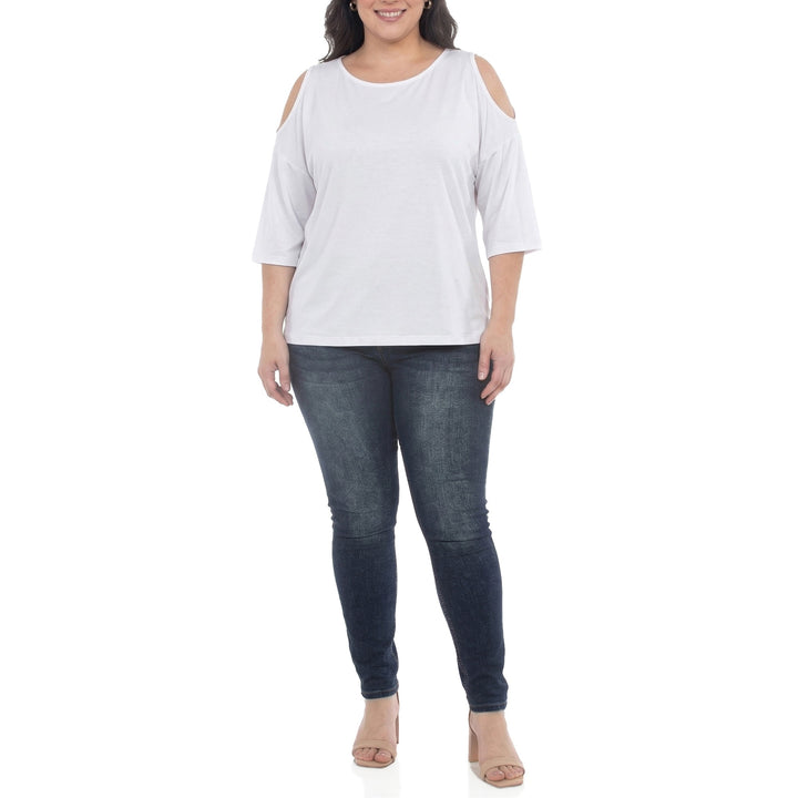 Plus Size Casual Cold Shoulder Pullover Top