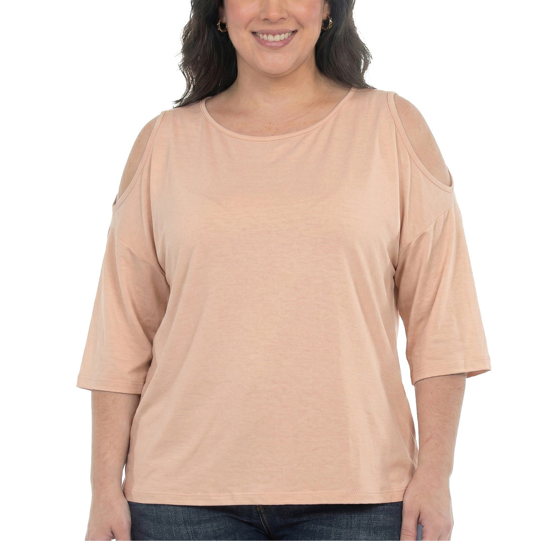 Plus Size Casual Cold Shoulder Pullover Top
