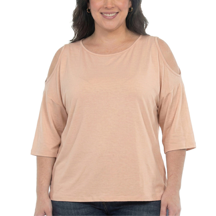 Plus Size Casual Cold Shoulder Pullover Top