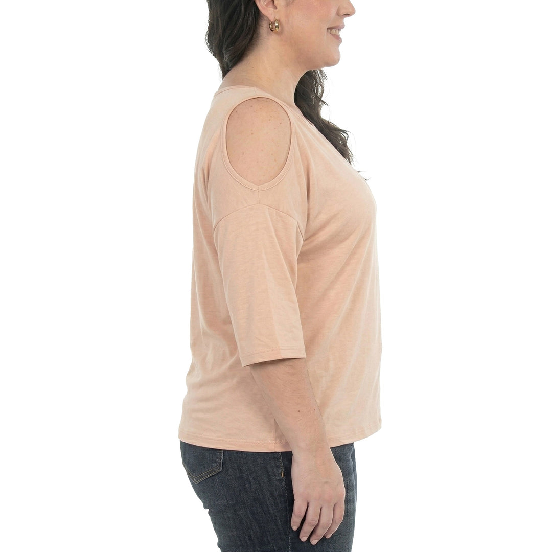 Plus Size Casual Cold Shoulder Pullover Top