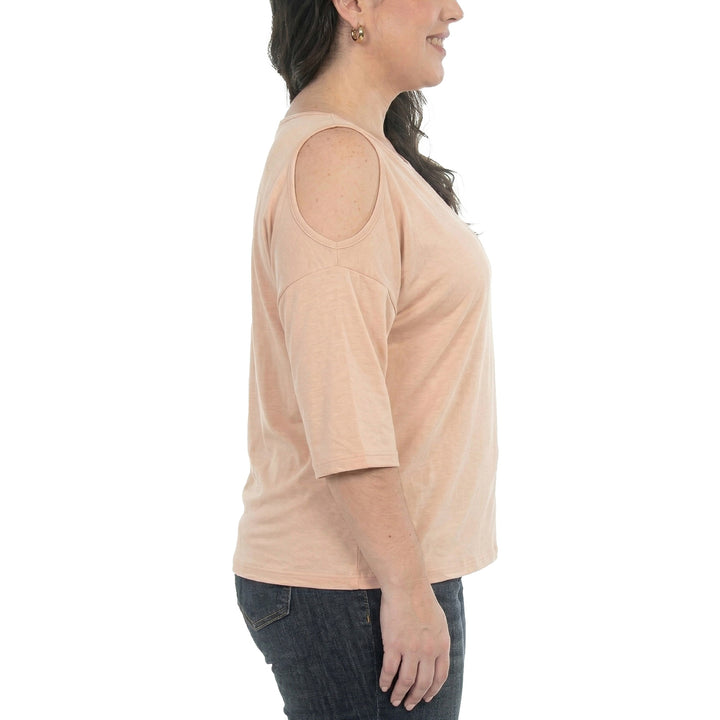 Plus Size Casual Cold Shoulder Pullover Top