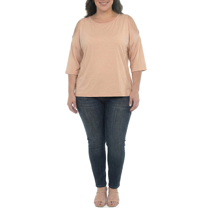 Plus Size Casual Cold Shoulder Pullover Top